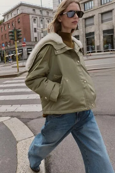 Куртка-парка с воротником из искусственного меха