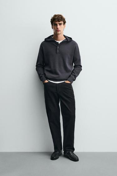 Zara Худи-свитер из хлопка и шерсти