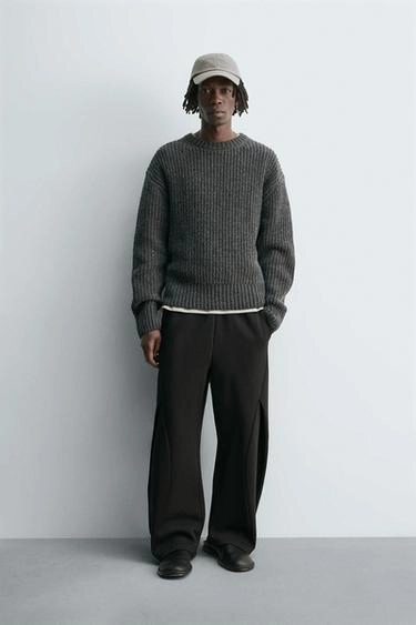 Брюки свободного кроя с плиссированными шарами эффекта неопрена- Заказать в России