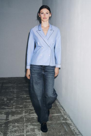 Zara Рубашка с контрастной бейкой ZW COLLECTION