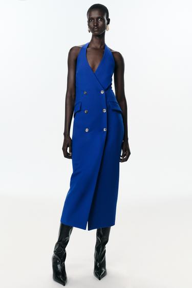 Zara Платье миди с перекрестным воротником-холтер