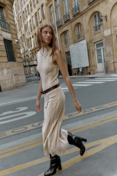 Zara Длинное платье с жаккардовым узором