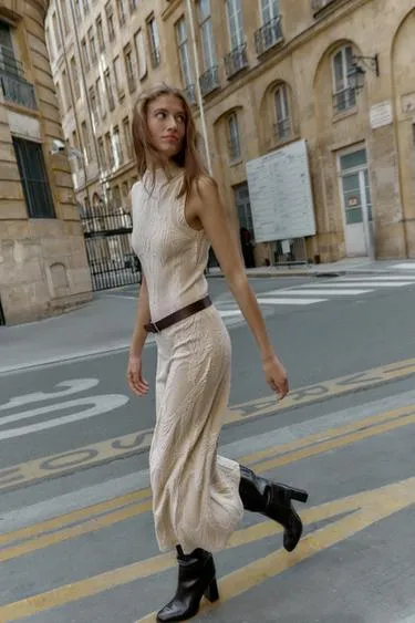 Длинное платье с жаккардовым узором- Заказать в России