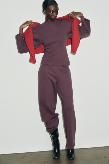 Zara Топ из интерлока с линиями вытачек