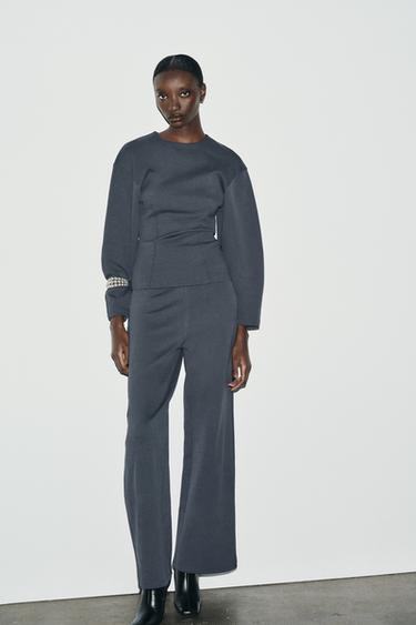 Zara Топ из интерлока с линиями вытачек