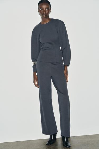 Zara Брюки с широкими штанинами из интерлока