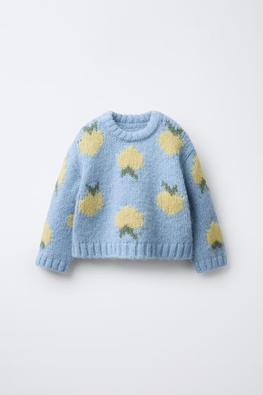 Zara Свитер из смесовой шерсти с принтом «фрукты» купить с доставкой.