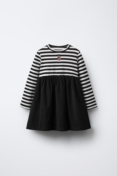 Zara Платье в полоску из вышитого микровельвета