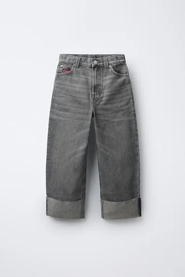 Джинсы WIDE LEG с вышивкой- Заказать в России