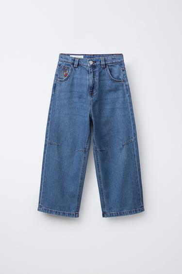 Zara Джинсы свободного кроя с вышивкой