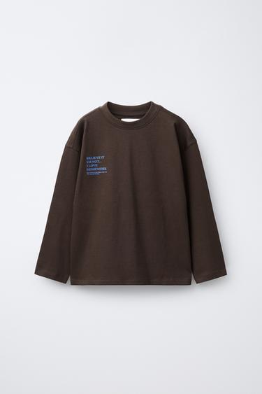 Zara Футболка с контрастным текстовым принтом