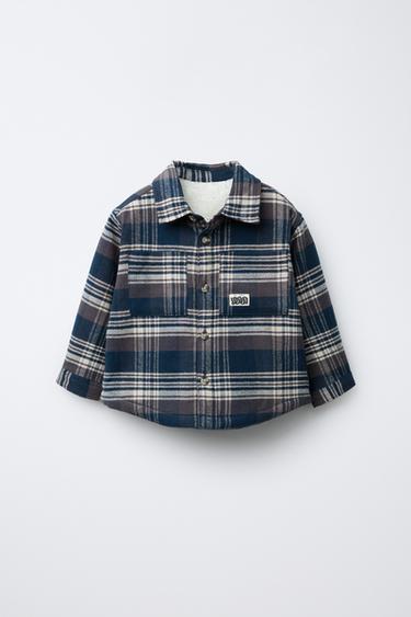 Zara Куртка-рубашка в клетку с флисовой подкладкой