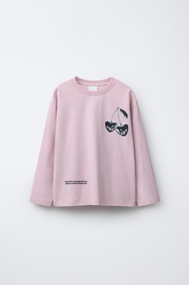 Zara Лонгслив с принтом «вишенки»