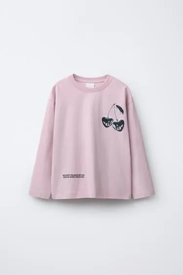 Лонгслив с принтом «вишенки»