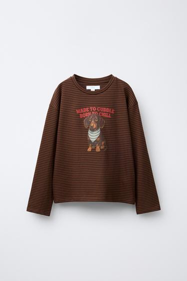 Zara Футболка в полоску с собакой купить с доставкой.