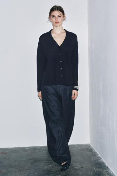 Zara Кардиган поло оверсайз из 100% сверхмягкой шерсти