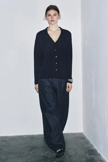 Кардиган поло оверсайз из 100% сверхмягкой шерсти