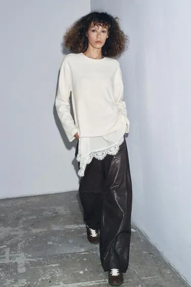 Комбинированный топ в бельевом стиле- Заказать в России