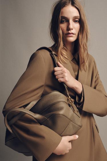 Zara Удлиненная кожаная сумка-боулинг