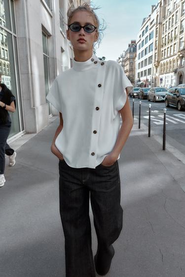 Zara Рубашка с контрастными пуговицами