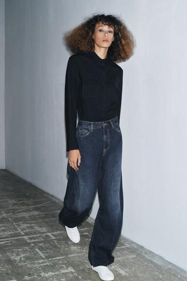 Zara Джинсы BARREL со средней посадкой — ZW COLLECTION купить с доставкой.