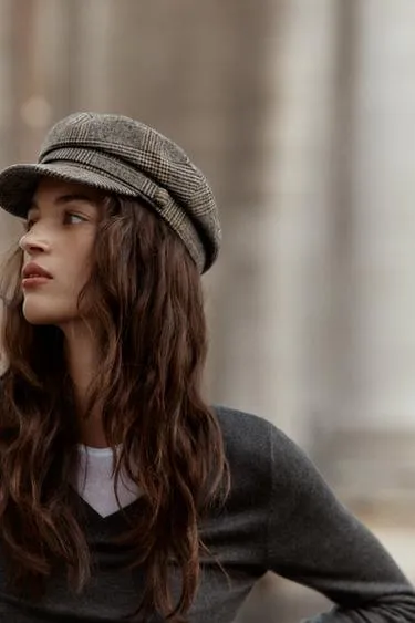 Морская кепка в клетку с шерстью- Заказать в России