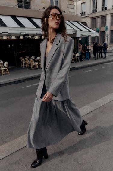 Zara Блейзер в елочку с подплечниками