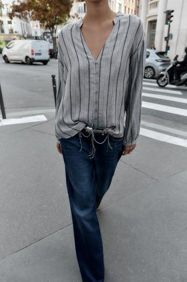 Zara Блуза в полоску из ткани