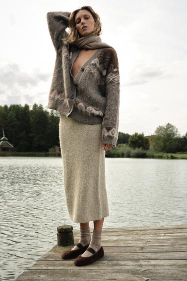 Zara Жаккардовый кардиган с рельефным узором