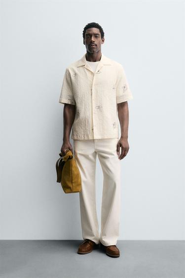 Zara Рубашка из сирсакера с принтом купить с доставкой.