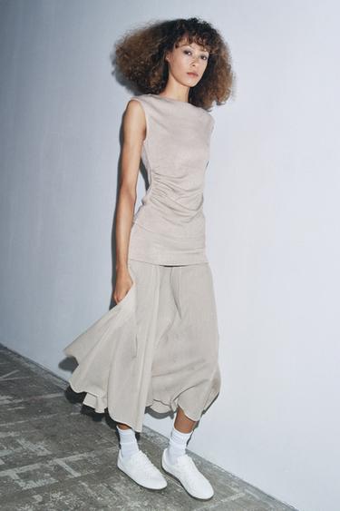 Zara Комбинированная юбка из мягкой ткани