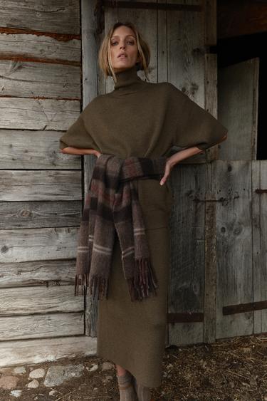 Zara Прямая юбка миди из шерсти