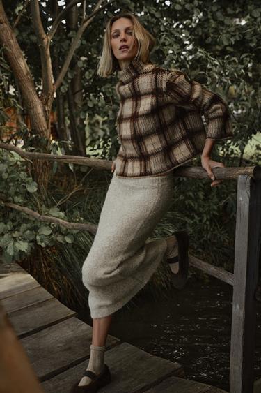 Zara Джерси в клетку с эффектом ворса