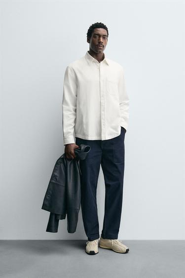 Zara Рубашка из рельефной ткани с карманом купить с доставкой.
