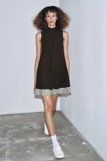 Короткое платье в клетку- Заказать в России