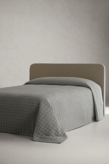 Zara Серый одеяло из хлопкового джерси с меланжевым узором