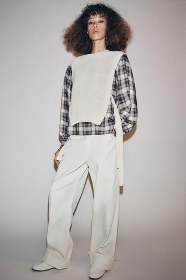 Zara Комбинированная рубашка в клетку с жилетом