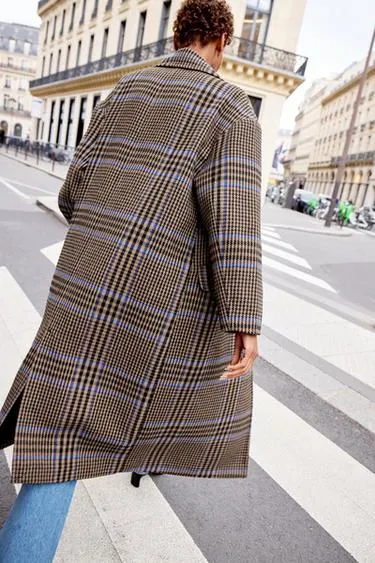 Пальто оверсайз в клетку- Заказать в России
