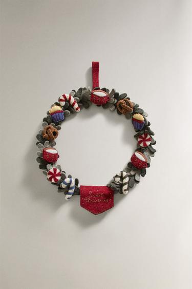 Zara Украшение на дверь из шерсти рождественский венок