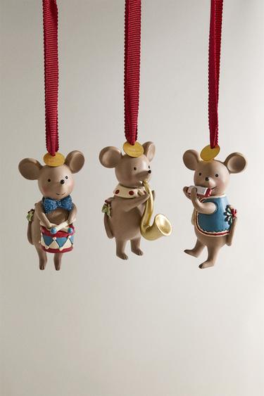 Zara Набор ёлочных украшений в виде музыкальных мышей (набор из 3 шт.)