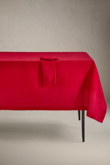 Zara Рождественский хлопковый скатерть с джаккардовым узором веток