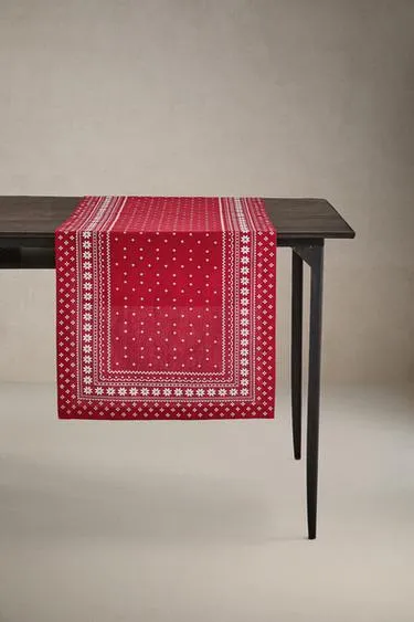 Хлопковый новогодний зимний бегунок для стола