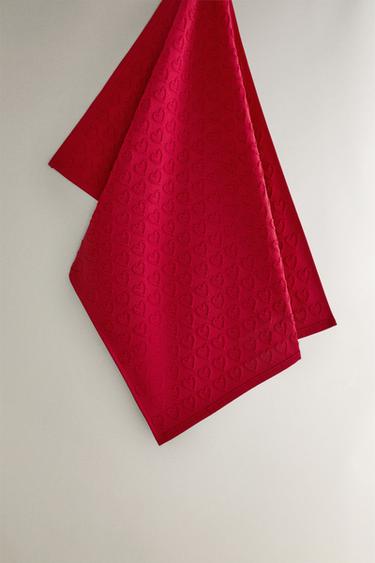 Zara Рождественское махровое чайное полотенце из хлопка с сердечками