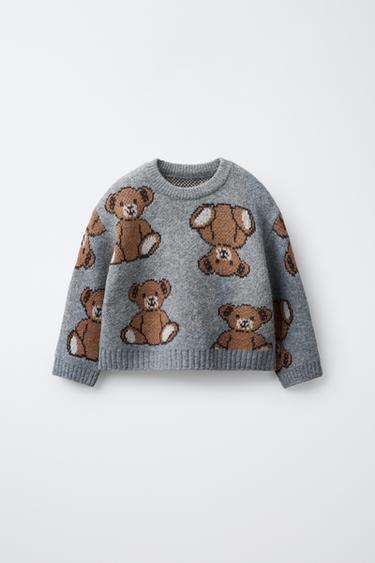 Zara Вязаный джемпер с принтом «медведи» купить с доставкой.