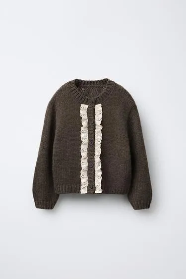 Вязаный кардиган с кружевом