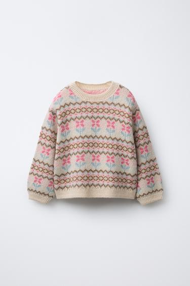 Zara Жаккардовый свитер из смесовой шерсти купить с доставкой.