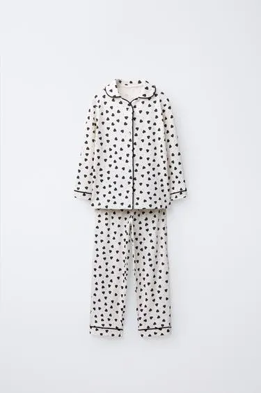 3–6 лет/пижама с принтом «сердца»