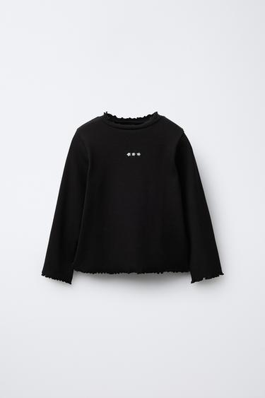 Zara Футболка в рубчик с вышивкой купить с доставкой.