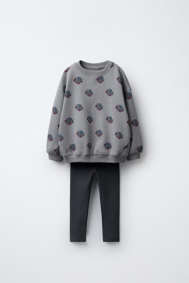 Zara Комплект из толстовки с принтом и легинсов в рубчик купить с доставкой.