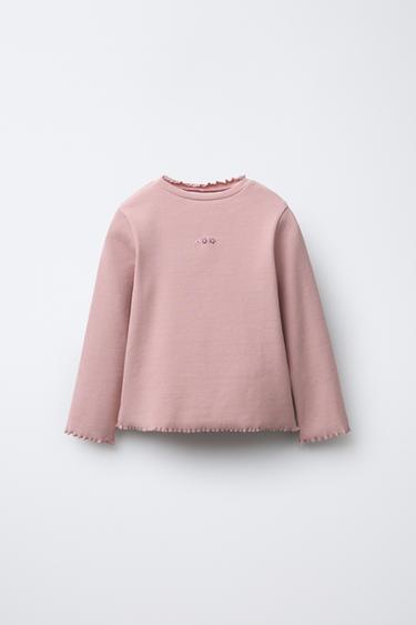 Zara Футболка в рубчик с вышивкой купить с доставкой.